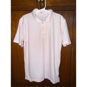 Crewcuts J.Crew Boys Pink White Striped Short Sleeve Polo Shirt Size M 8-9